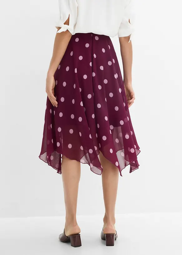 Midiskj&oslash;rt i chiffon med asymmetrisk fald, bonprix