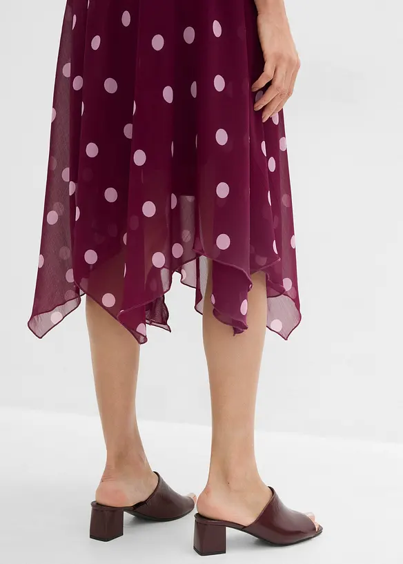 Midiskj&oslash;rt i chiffon med asymmetrisk fald, bonprix