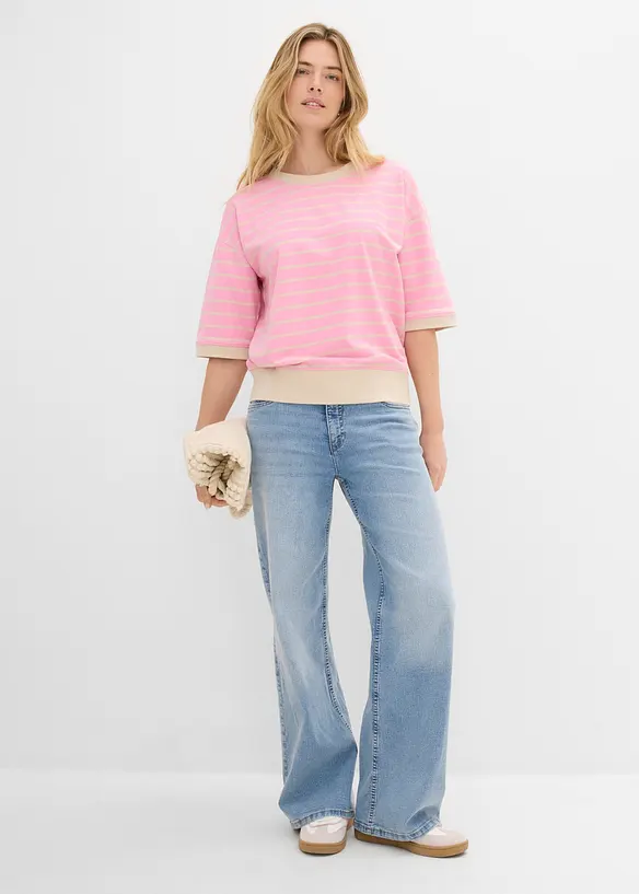 Vid sweatshirt i bomullsmiks, bonprix