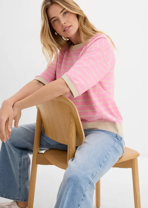 Vid sweatshirt i bomullsmiks, bonprix