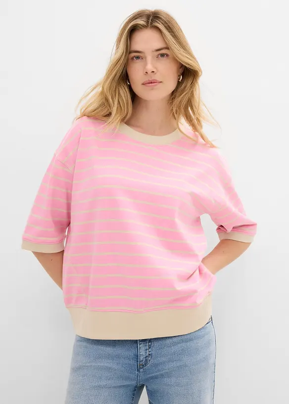 Vid sweatshirt i bomullsmiks, bonprix