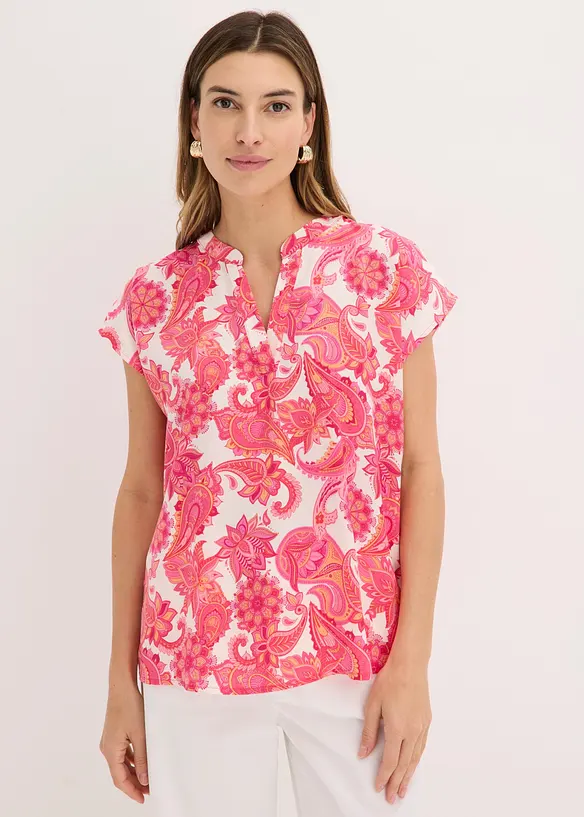 Kortermet bluse i lett sateng, bonprix