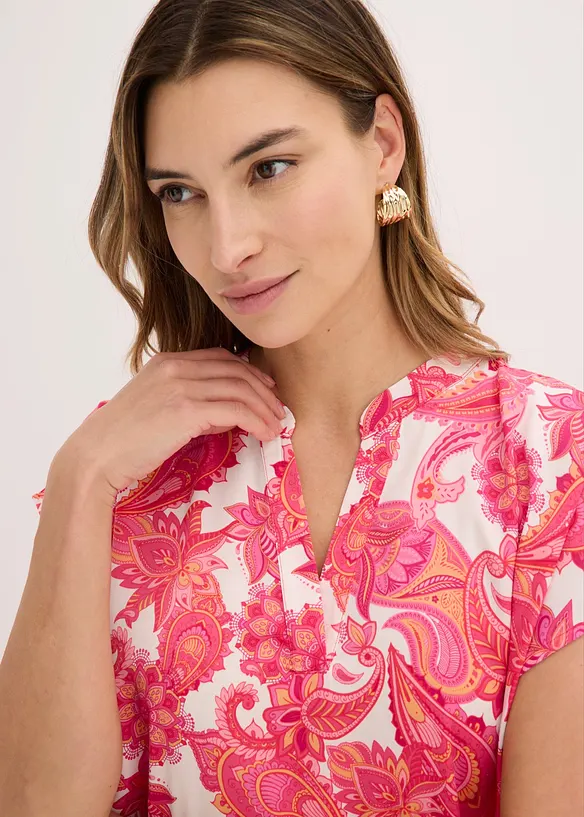 Kortermet bluse i lett sateng, bonprix