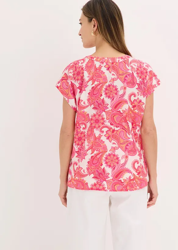 Kortermet bluse i lett sateng, bonprix