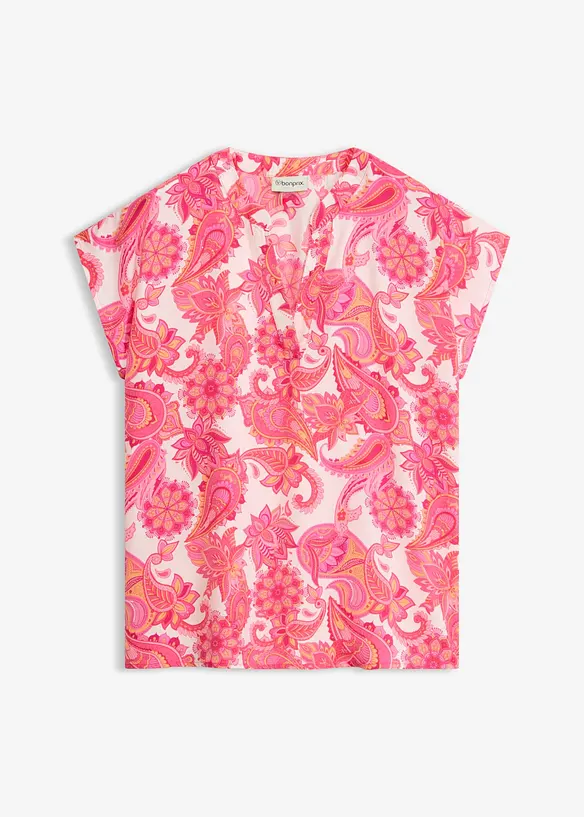 Kortermet bluse i lett sateng, bonprix