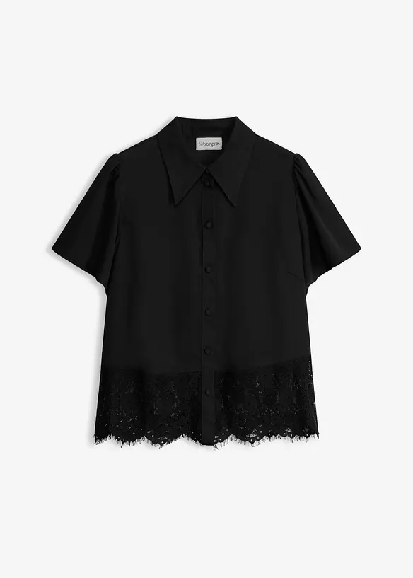 Bluse med blonder, bonprix