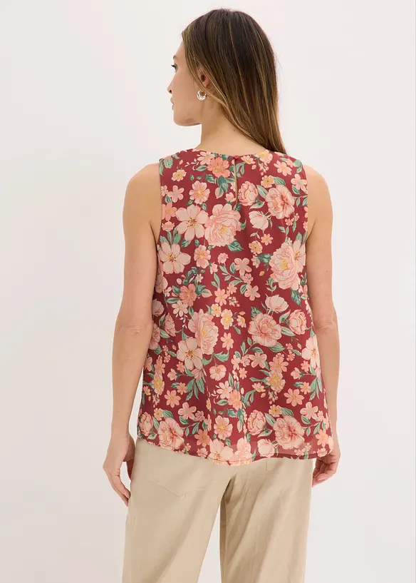 Ermel&oslash;s topp i chiffon, bonprix
