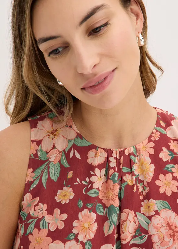 Ermel&oslash;s topp i chiffon, bonprix