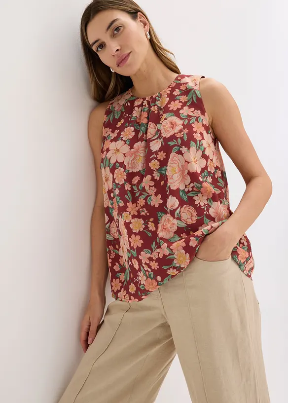 Ermel&oslash;s topp i chiffon, bonprix