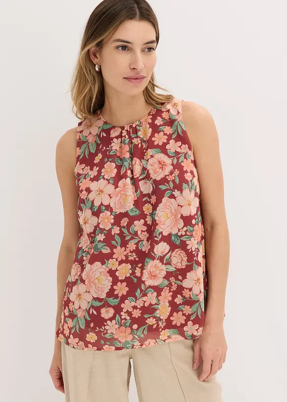 Ermel&oslash;s topp i chiffon, bonprix