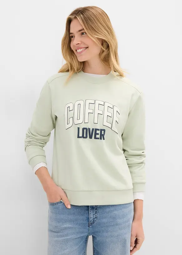 Sweatshirt i 100% &oslash;kologisk bomull med puff trykk, bonprix