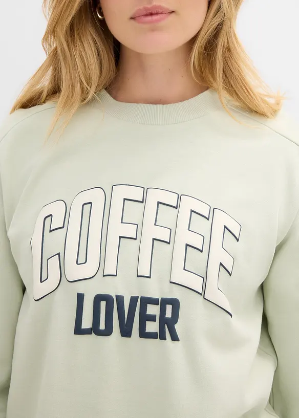 Sweatshirt i 100% &oslash;kologisk bomull med puff trykk, bonprix