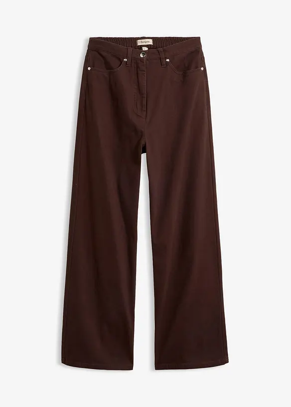 Wide leg twillbukse med h&oslash;y midje, bonprix