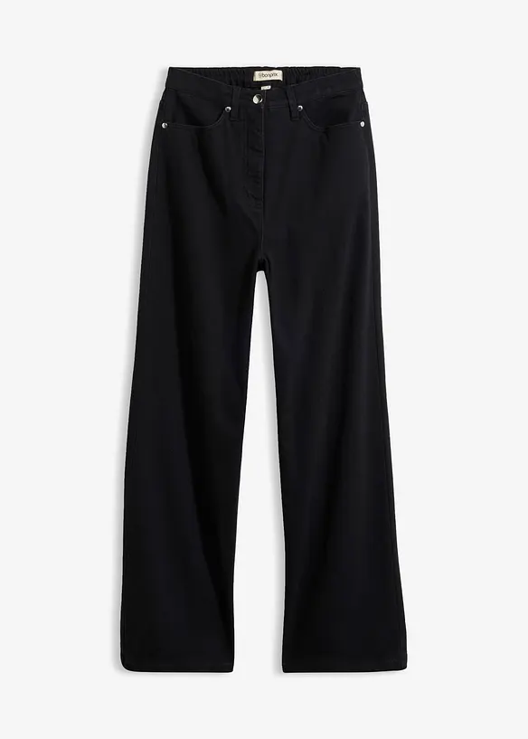 Wide leg twillbukse med h&oslash;y midje, bonprix