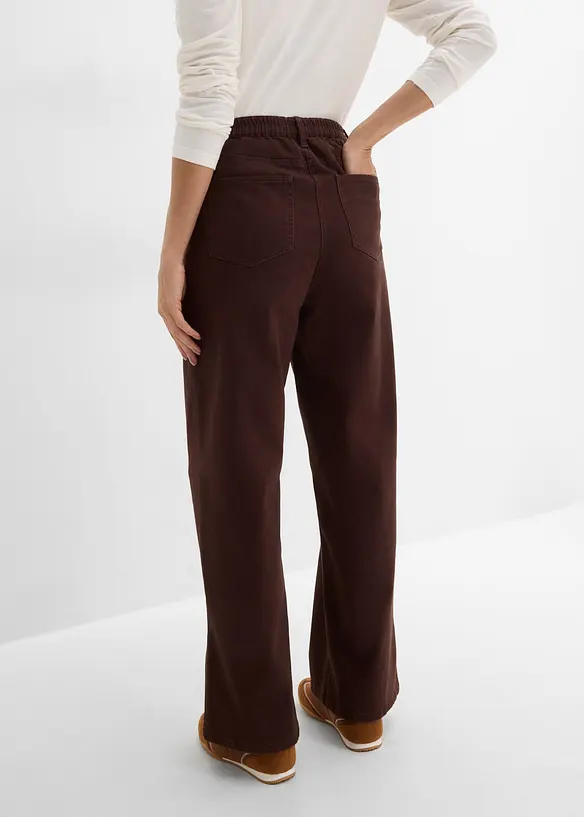 Wide leg twillbukse med h&oslash;y midje, bonprix