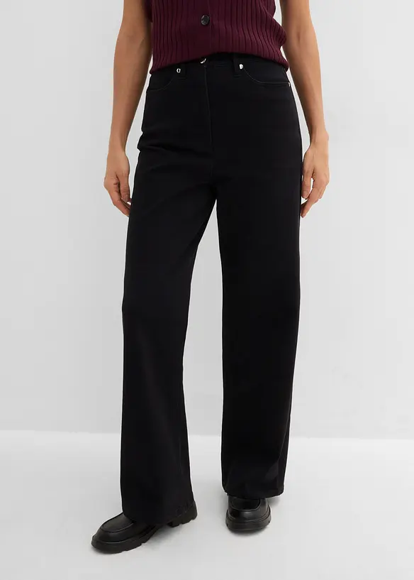 Wide leg twillbukse med h&oslash;y midje, bonprix