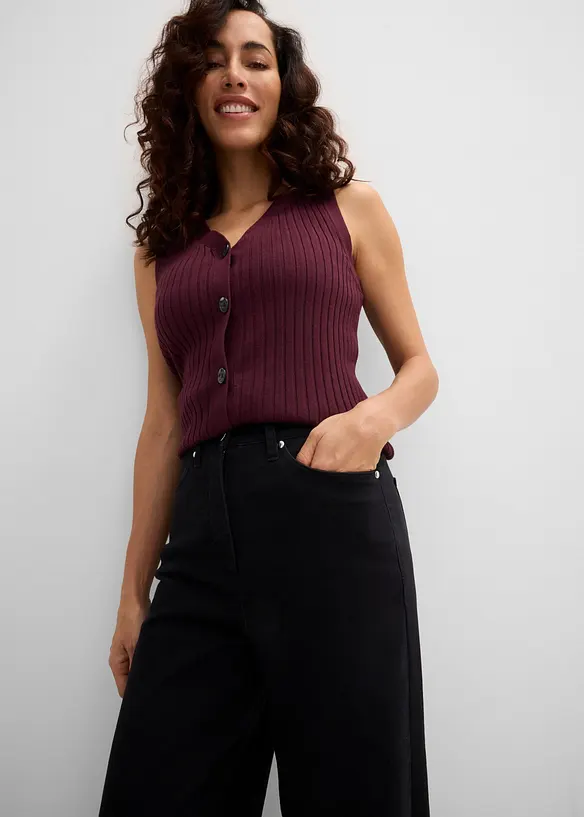 Wide leg twillbukse med h&oslash;y midje, bonprix