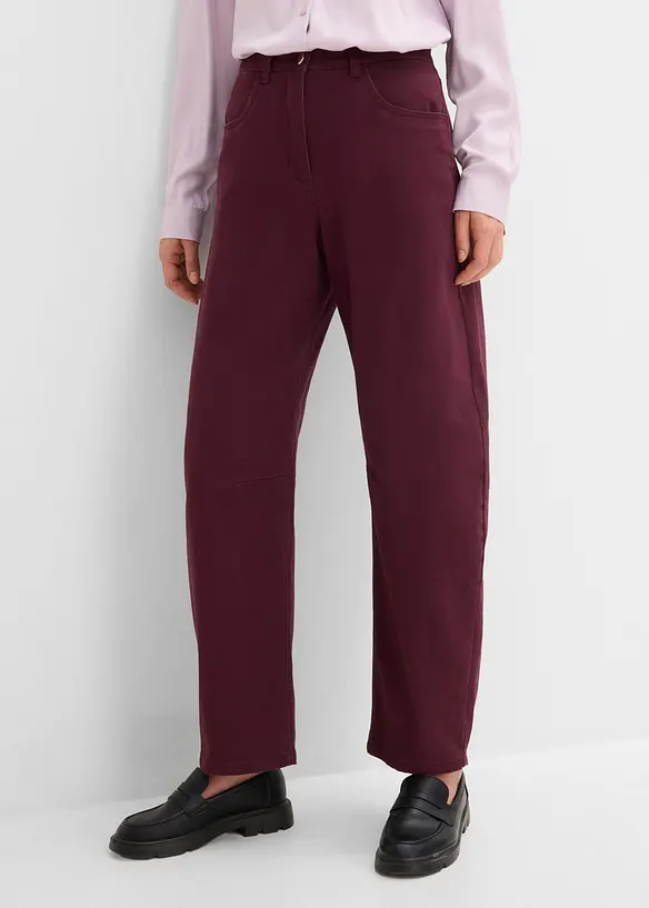 Barrel twillbukse med h&oslash;y midje, bonprix