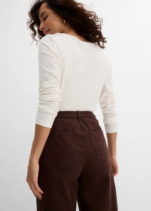 Wide leg twillbukse med h&oslash;y midje, bonprix