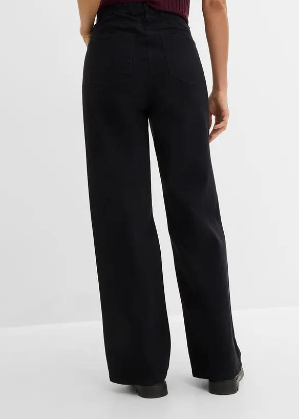 Wide leg twillbukse med h&oslash;y midje, bonprix
