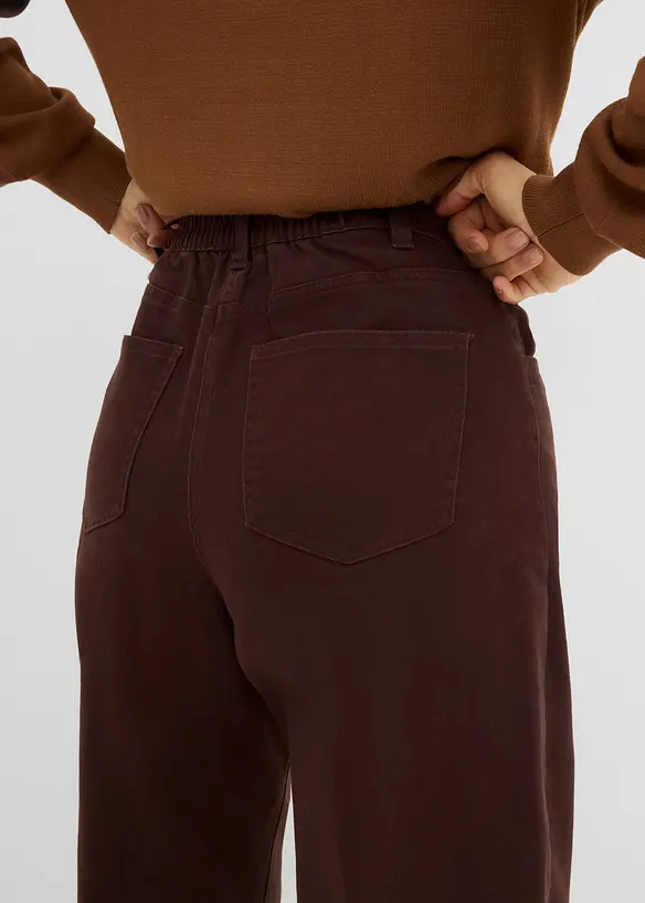 Barrel twillbukse med h&oslash;y midje, bonprix