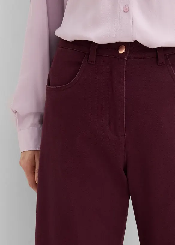 Barrel twillbukse med h&oslash;y midje, bonprix