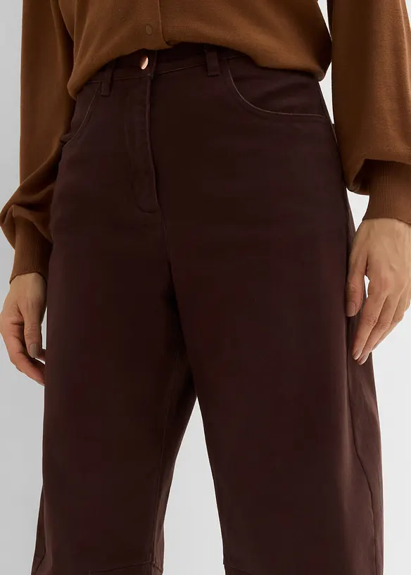 Barrel twillbukse med h&oslash;y midje, bonprix
