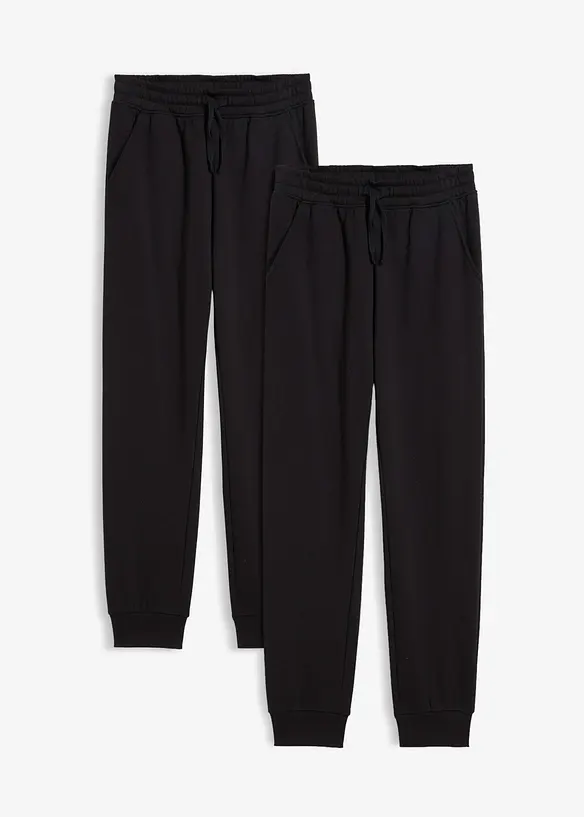 Joggebukse i myk bomullsmiks (2-pack), bonprix