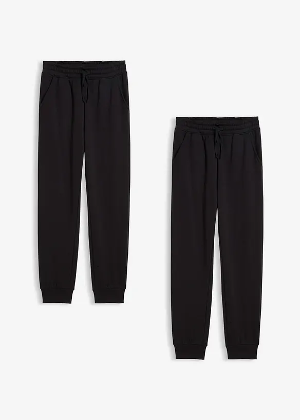 Joggebukse i myk bomullsmiks (2-pack), bonprix