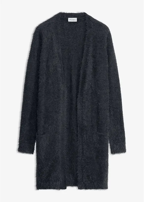 Lang strikkejakke i  fluffy stil, bonprix