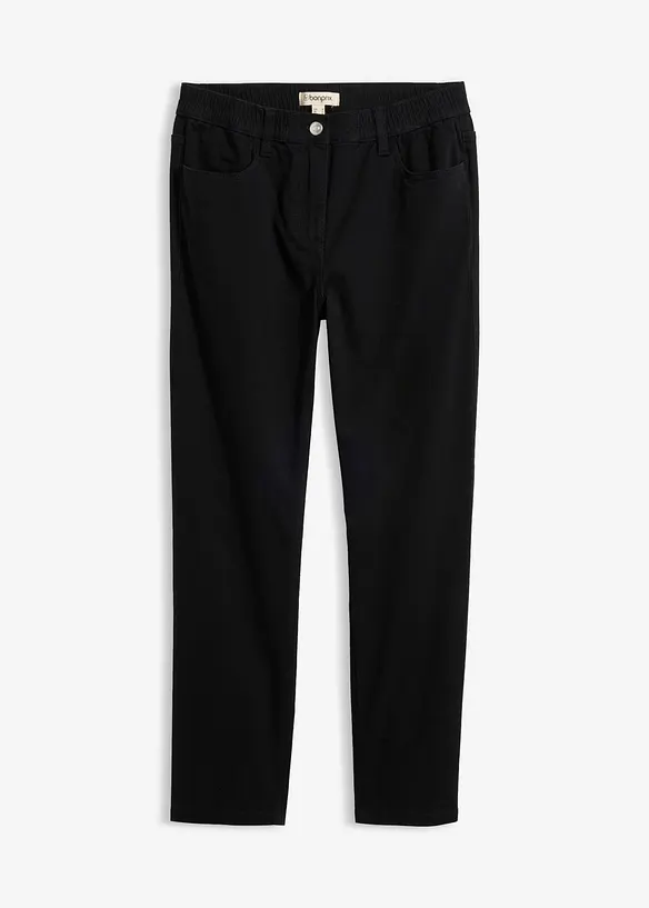 High waist twillbukse i bomullsmiks, bonprix