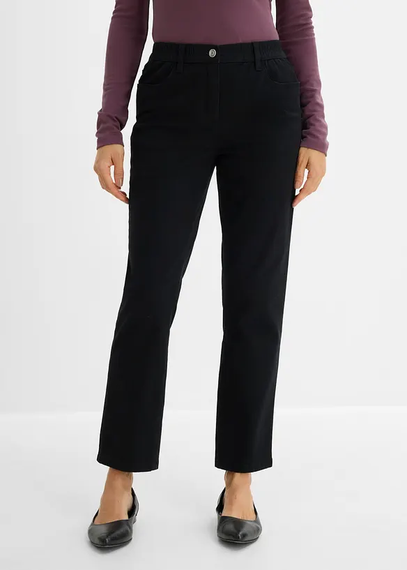High waist twillbukse i bomullsmiks, bonprix