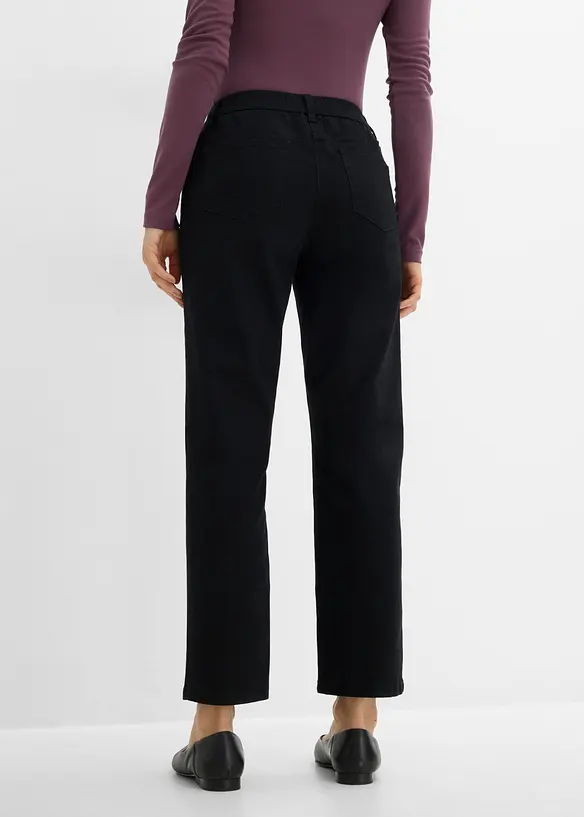 High waist twillbukse i bomullsmiks, bonprix
