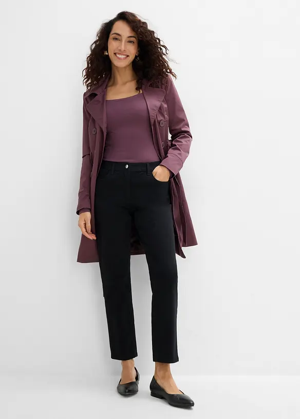 High waist twillbukse i bomullsmiks, bonprix