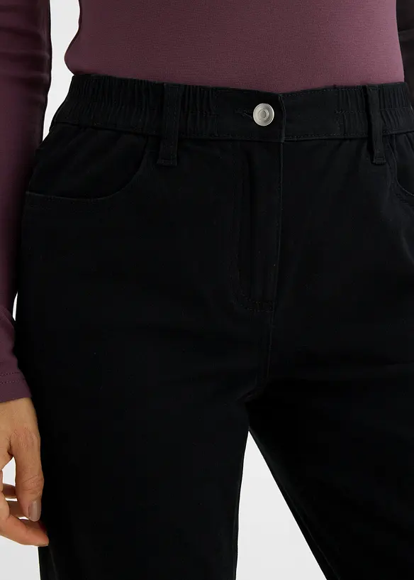 High waist twillbukse i bomullsmiks, bonprix