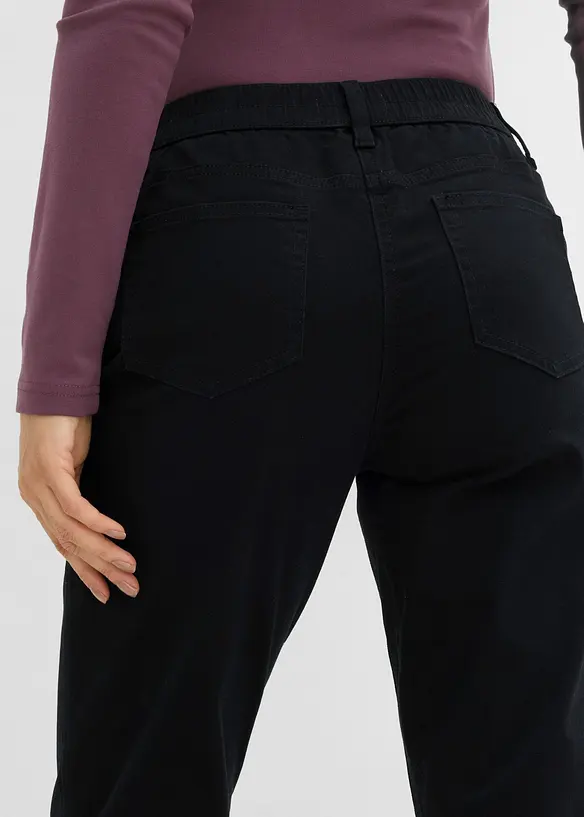 High waist twillbukse i bomullsmiks, bonprix