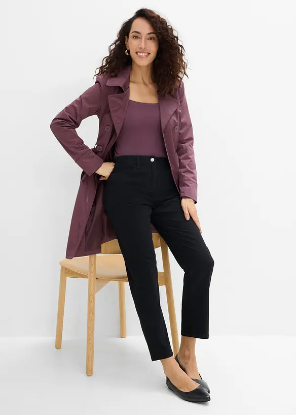 High waist twillbukse i bomullsmiks, bonprix