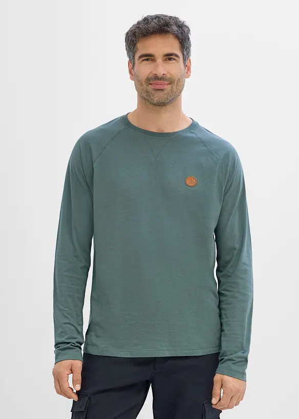 Langermet topp i 100% &oslash;kologisk bomull (2-pack), bonprix