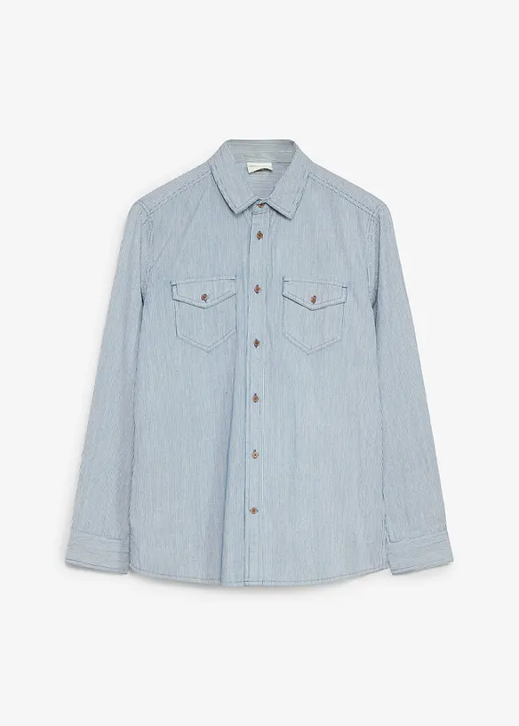 Jeansskjorte, langermet av 100% bomull, bonprix