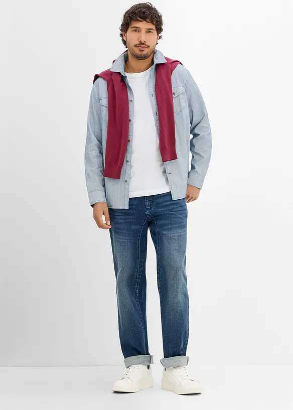 Jeansskjorte, langermet av 100% bomull, bonprix
