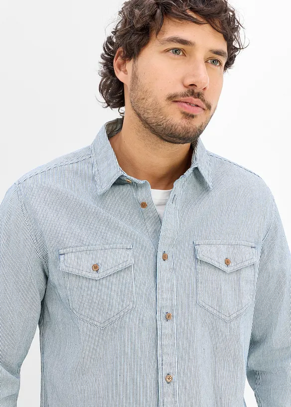 Jeansskjorte, langermet av 100% bomull, bonprix