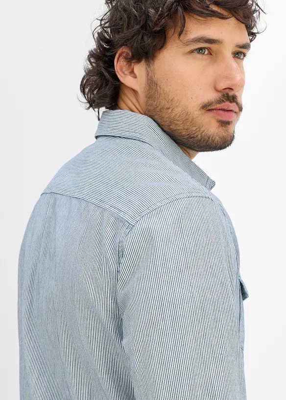 Jeansskjorte, langermet av 100% bomull, bonprix