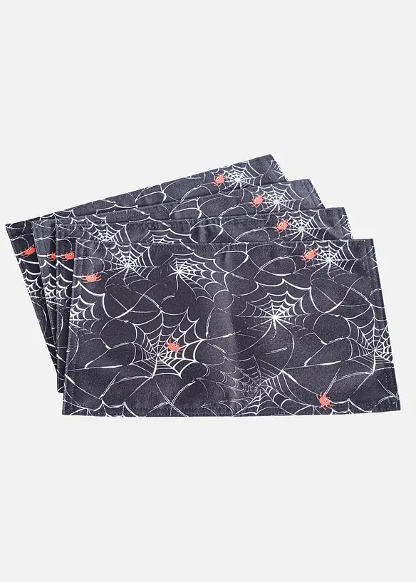 Sett med bordbrikker med Halloween-m&oslash;nster (4-pack), bonprix