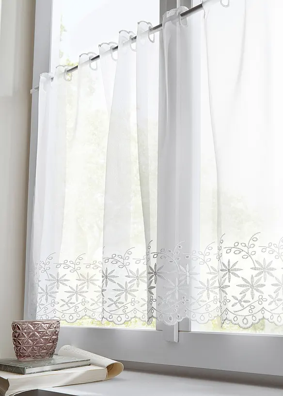 Gardinkappe med hullbroderi og resirkulert polyester, bonprix
