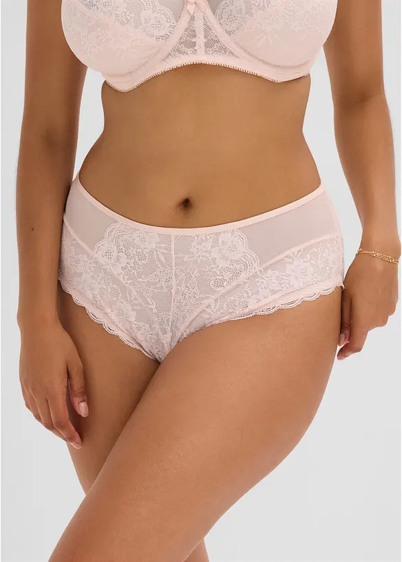 Truse med h&oslash;y midje og nydelige blonder (2-pack), bonprix