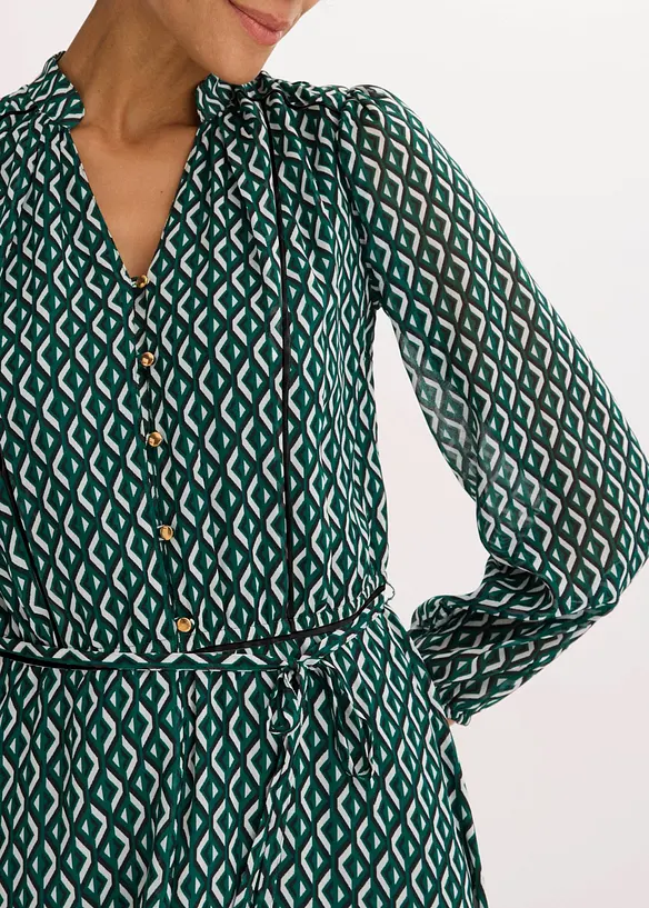 Chiffonkjole med kontrastpiping, bonprix