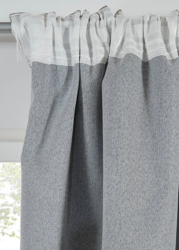 Jacquardvevd m&oslash;rkleggingsgardin med lett glans (1-pack), bonprix