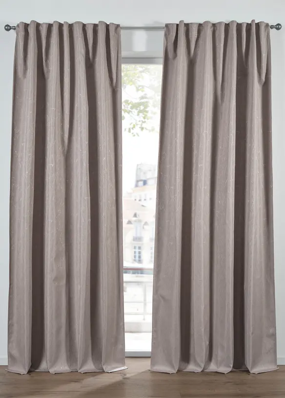 Jacquardvevd m&oslash;rkleggingsgardin med lett glans (1-pack), bonprix