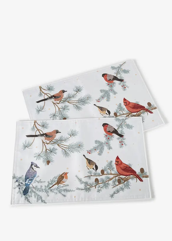Bordbrikkesett med vinterfugler (2-pack), bonprix