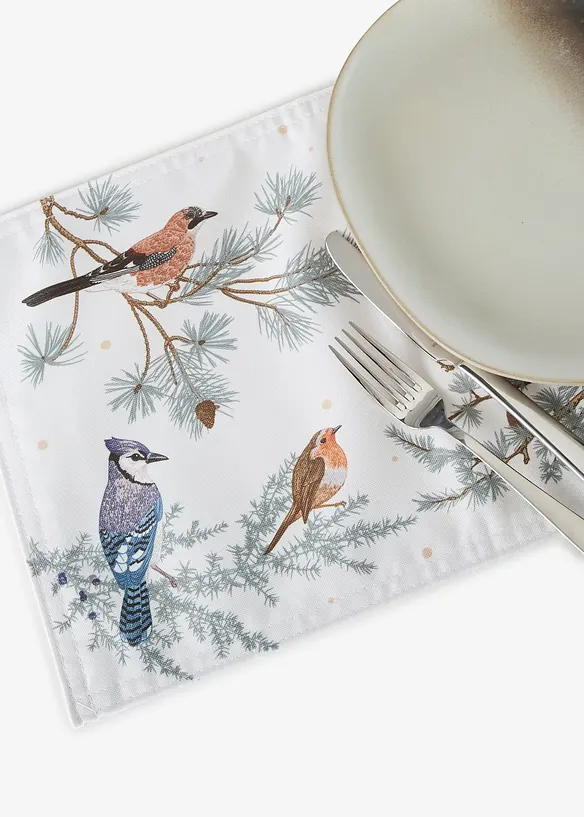 Bordbrikkesett med vinterfugler (2-pack), bonprix